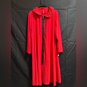 IC By Connie K Long Red Zip-Front Jacket With Unique Collar